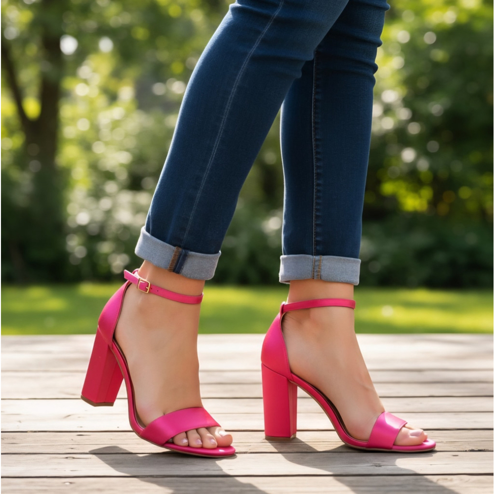 Madden Girl Women Heeled Dress Sandal Size 9 M Satin Fushia Pink